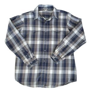 Exofficio Button Up Shirt Long Sleeve Brushed Flannel Sz Large Pockets Plaid